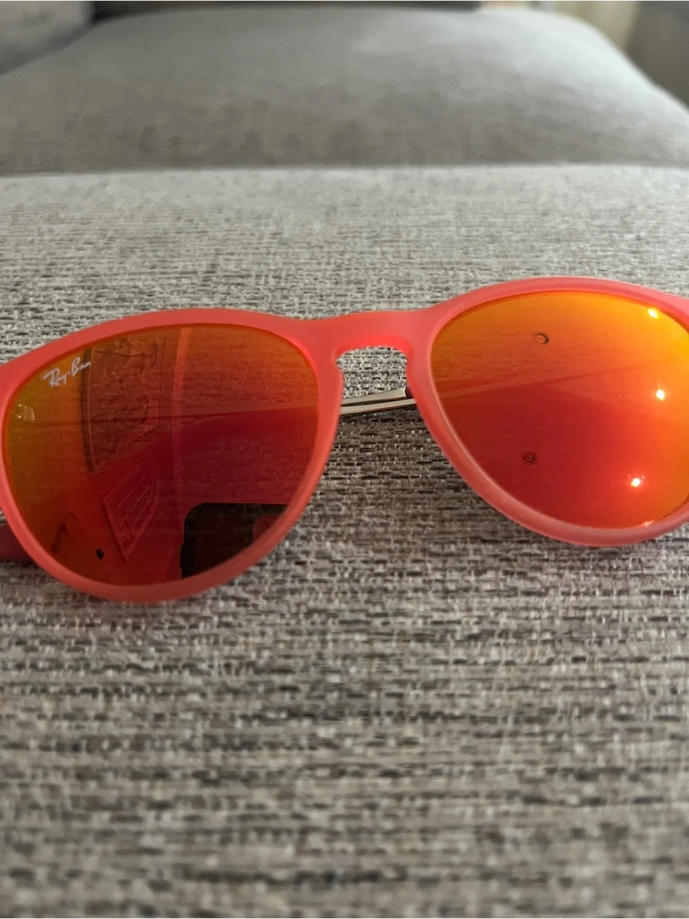 Ray-Ban Kids Pink Frame Sunglasses with Red Mirrored Lenses